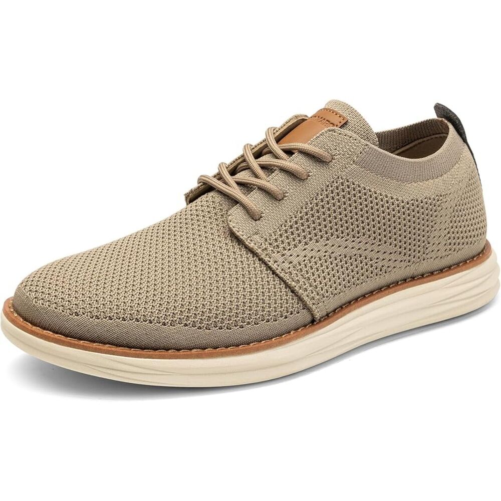 Men's Khaki Rubber Sole Oxfords Lace up Lightweight Flex Breeze Mesh Sneakers
